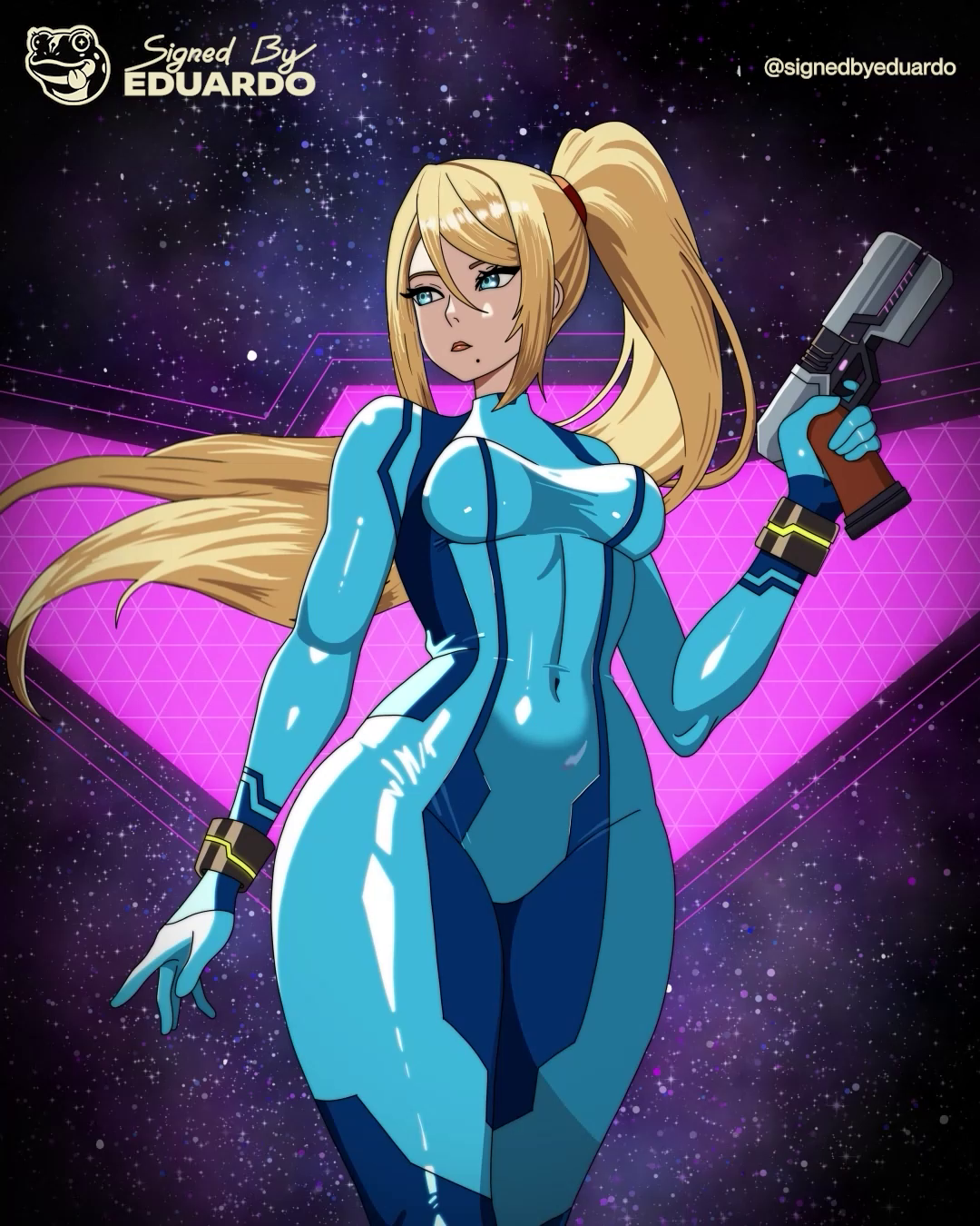 Poster of Samus from Metroid